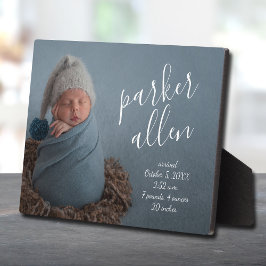Elegante babyfoto geboorteaankondiging aandenken fotoplaat