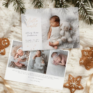 Elegante babyfoto's moderne kalligrafie geboorte folie uitnodiging