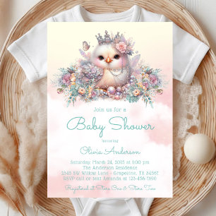 Elegante babymeisje kuiken babyshower kaart