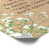 Elegante baby's adem bloem boho bruiloftsmenu poster (Hoek)