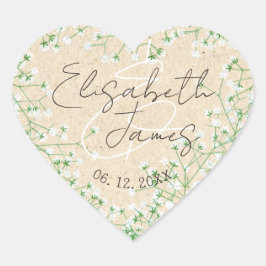Elegante Baby's Breath Waterverf Bloem Boho Schatt Hart Sticker