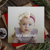 Elegante Baby's Eerste Kerstrode Fotofamilie Feestdagenkaart