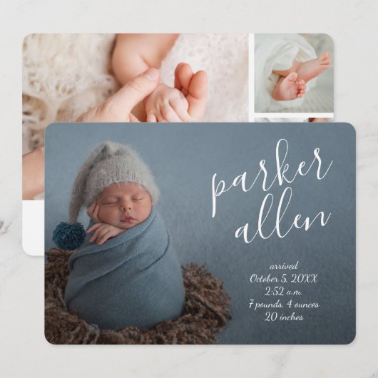 Elegante babysamenstelling geboorteaankondigingen aankondiging (Voorkant / Achterkant)
