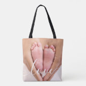 Elegante babyscript met moderne foto tote bag (Achterkant)
