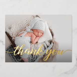 Elegante babyshower fotodankjesscript folie uitnodiging
