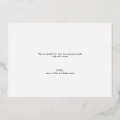 Elegante babyshower fotodankjesscript folie uitnodiging (Achterkant)