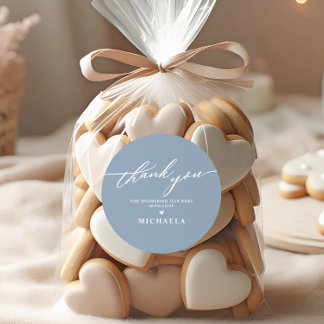 Elegante Babyshower Handgeschreven Script Bedankt Ronde Sticker