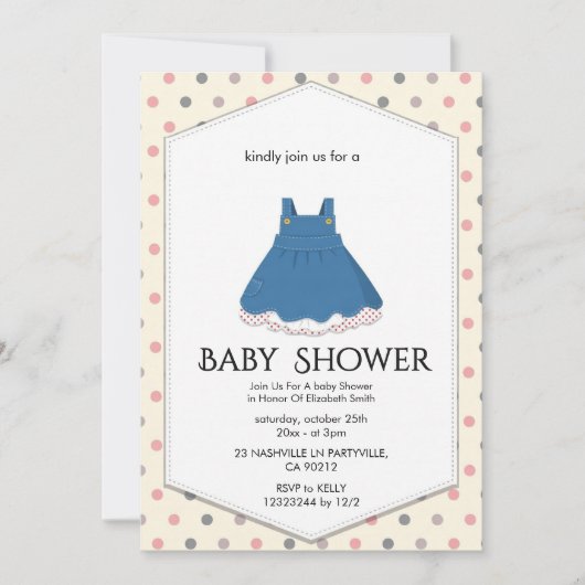 Elegante babyshower uitnodiging (Voorkant)