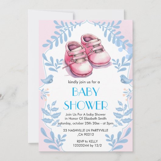 Elegante babyshower uitnodiging (Voorkant)