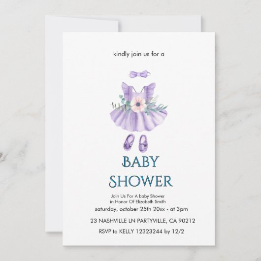 Elegante babyshower uitnodiging (Voorkant)