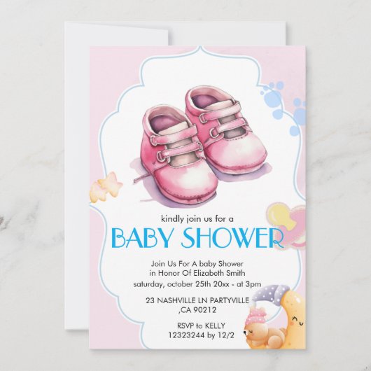 Elegante babyshower uitnodiging (Voorkant)