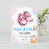 Elegante babyshower uitnodiging (Staand voorkant)