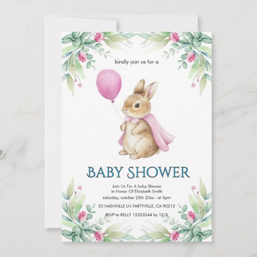 Elegante babyshower uitnodiging (Voorkant)