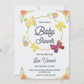Elegante babyshower uitnodiging met bloemendesign (Voorkant)