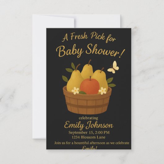 Elegante babyshower uitnodiging template (Voorkant)