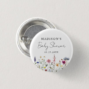 Elegante babyshowers in een wilde bloemenweide ronde button 3,2 cm