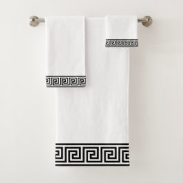 Elegante badhanddoek met zwart-wit Griekse patroon Bad Handdoek