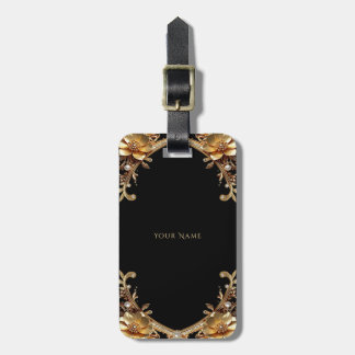 Elegante bagtag met gouden frame bagagelabel