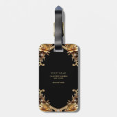 Elegante bagtag met gouden frame bagagelabel (Achterkant verticaal)