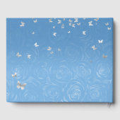 Elegante Bahama Blauwe en Zilveren Kroon Gastenboek (Achterkant)