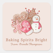 Elegante Bakgeesten Helder Kerstkoekje Vierkante Sticker (Voorkant)