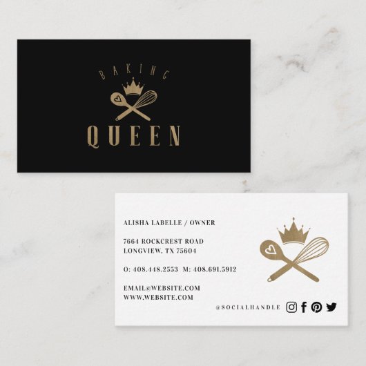 Elegante Baking Queen Bakers Whisky & Spoon Crown Visitekaartje (Voorkant / Achterkant)
