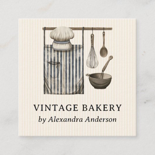 Elegante  Bakkerij Bakken Tool Illustraties Vierkante Visitekaartje (Voorkant)
