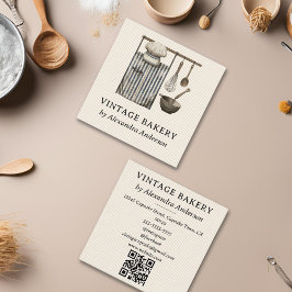 Elegante  Bakkerij Bakken Tool Illustraties Vierkante Visitekaartje