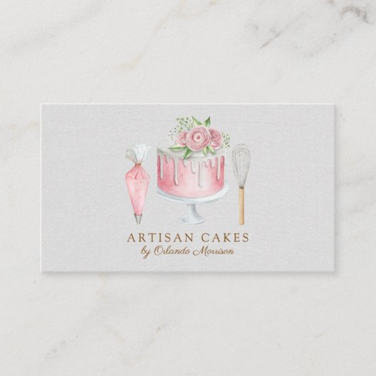 Elegante Bakkerij Cake Visitekaartje (Voorkant)