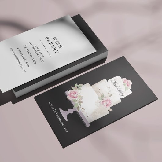 Elegante Bakkerij Drie Tier Cake Verticaal Visitekaartje