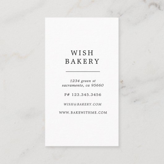 Elegante Bakkerij Drie Tier Cake Verticaal Visitekaartje (Achterkant)