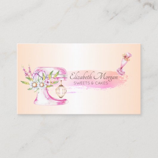 Elegante Bakkerij Mixer Tool Piping Bag Bloemen Visitekaartje (Voorkant)