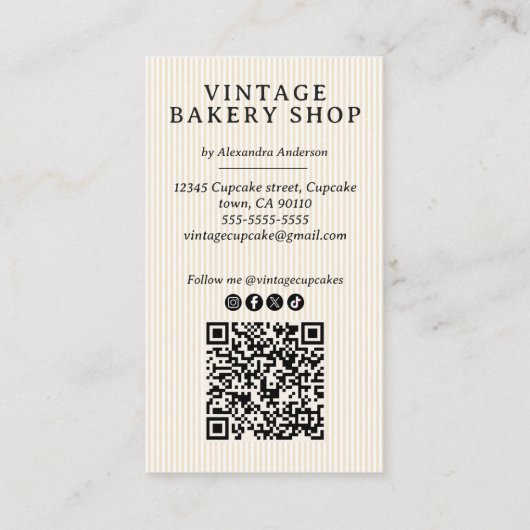 Elegante  bakkerij visitekaartje (Achterkant)