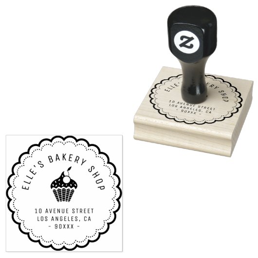 Elegante bakkerij winkel zakelijk adres rubber ste rubberstempel (Gestempeld)