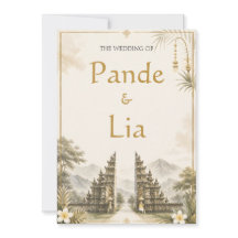 Elegante Balinese poort trouwkaart