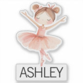 Elegante ballerina aangepaste naam sticker (Voorkant)