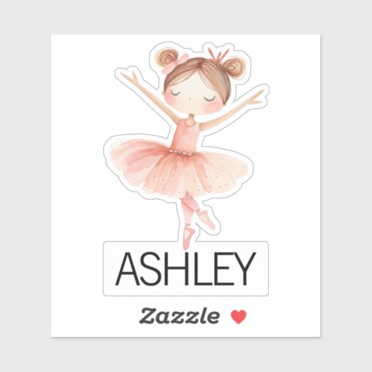Elegante ballerina aangepaste naam sticker (Vel)