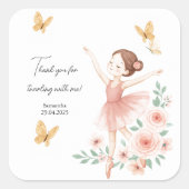 Elegante Ballerina Birthday Square Sticker (Voorkant)