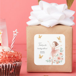Elegante Ballerina Birthday Square Sticker