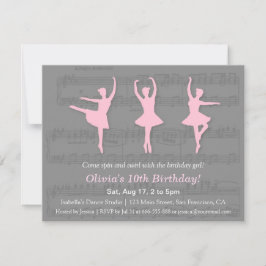 Elegante Ballerina Dans Verjaardagsfeest Uitnodigi Kaart