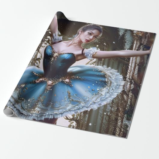 Elegante Ballerina Design Verjaardag Gift Wrap Pap Cadeaupapier (Uitgerold)