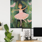 Elegante Ballerina Kwekerij Wall Art Poster (Thuiskantoor)
