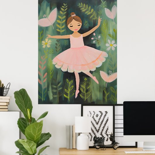 Elegante Ballerina Kwekerij Wall Art Poster (Thuiskantoor)