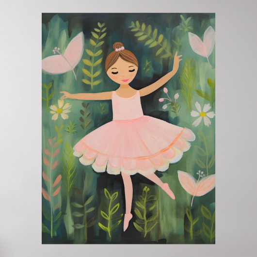 Elegante Ballerina Kwekerij Wall Art Poster (Voorkant)