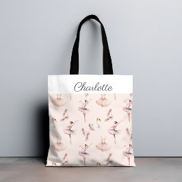 Elegante Ballerina Pink Ballet gepersonaliseerde n Tote Bag