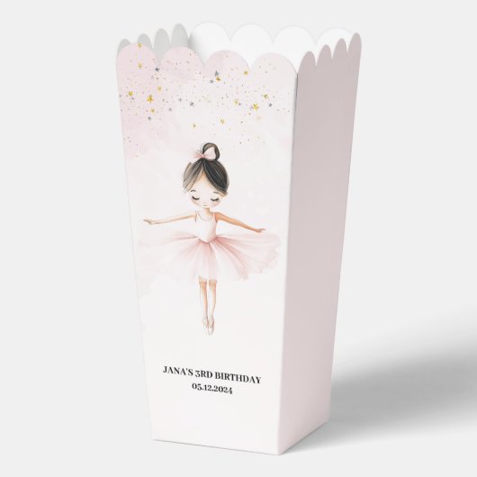 Elegante ballerina roze verjaardag bedankdoosjes (Achterkant)