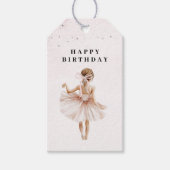 Elegante ballerina roze verjaardag cadeaulabel (Voorkant)