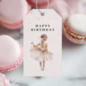 Elegante ballerina roze verjaardag cadeaulabel