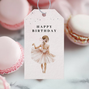 Elegante ballerina roze verjaardag cadeaulabel