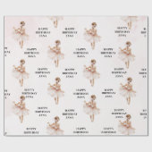 Elegante ballerina roze verjaardag cadeaupapier (Vlak)